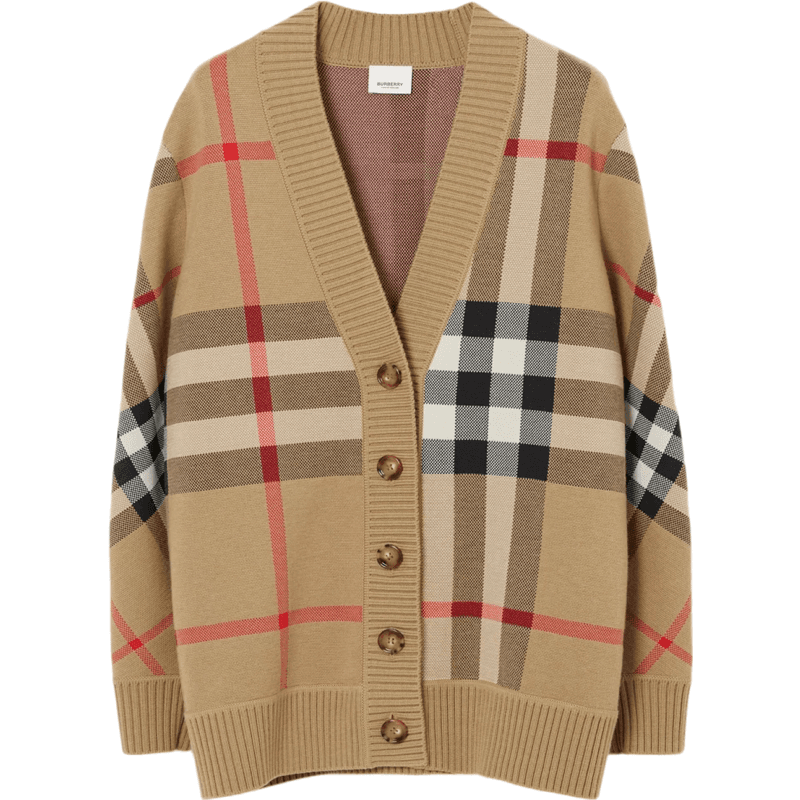 Burberry Cardigan Check Camel Beige