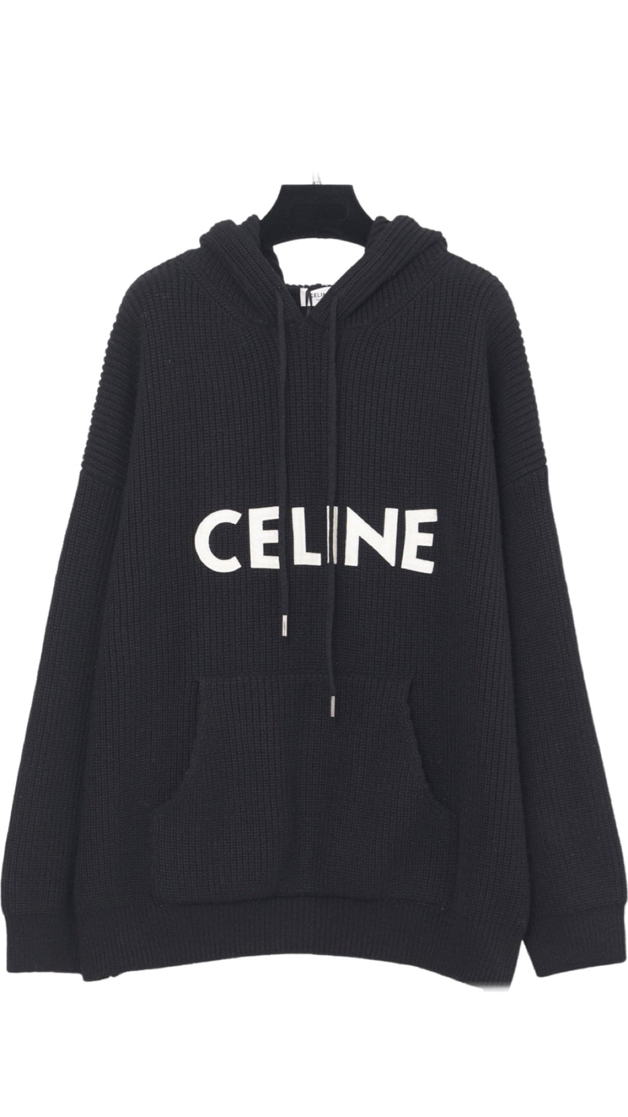 Céline Hoodie Logo Côtelé Noir
