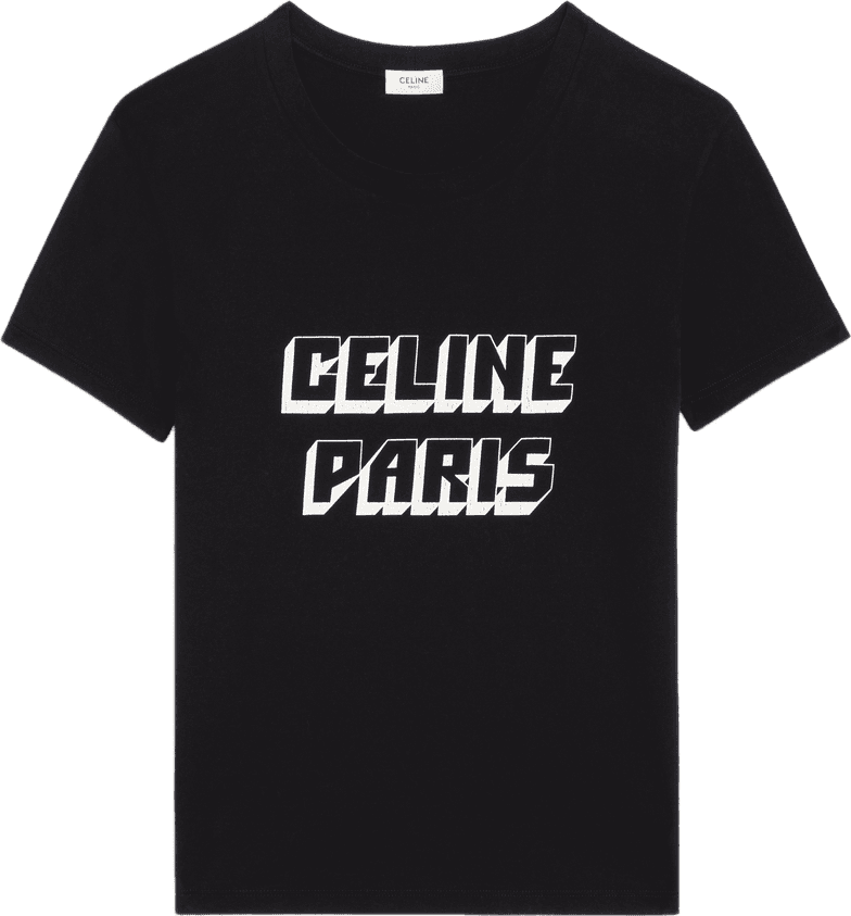 Céline T-shirt Noir Logo CELINE PARIS