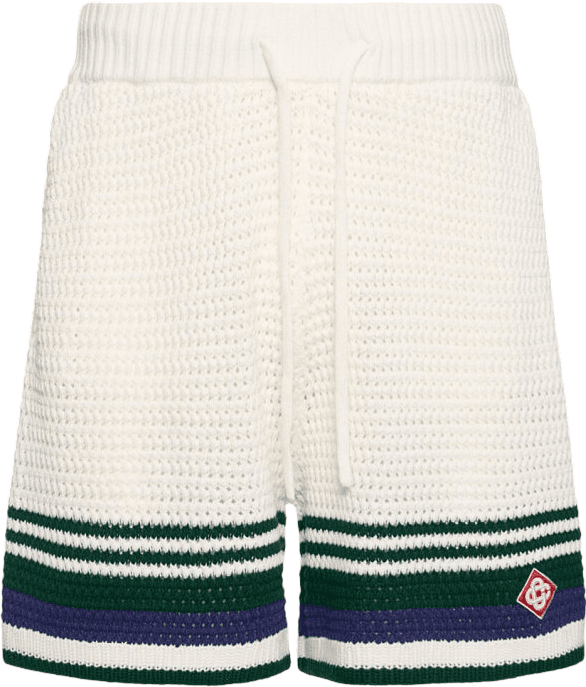 Short de sport tricolore en maille côtelée avec bande contrastante