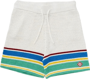 Short de bain à rayures multicolores avec bande élastiquée