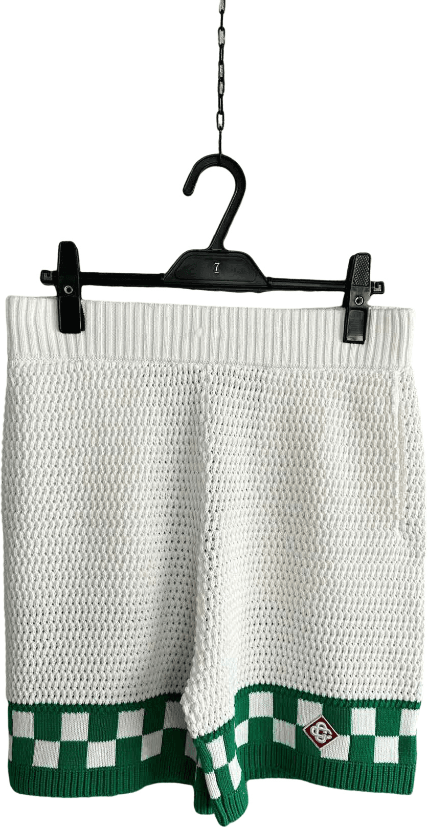 Pull de luxe à carreaux vert et blanc avec pinces à linge