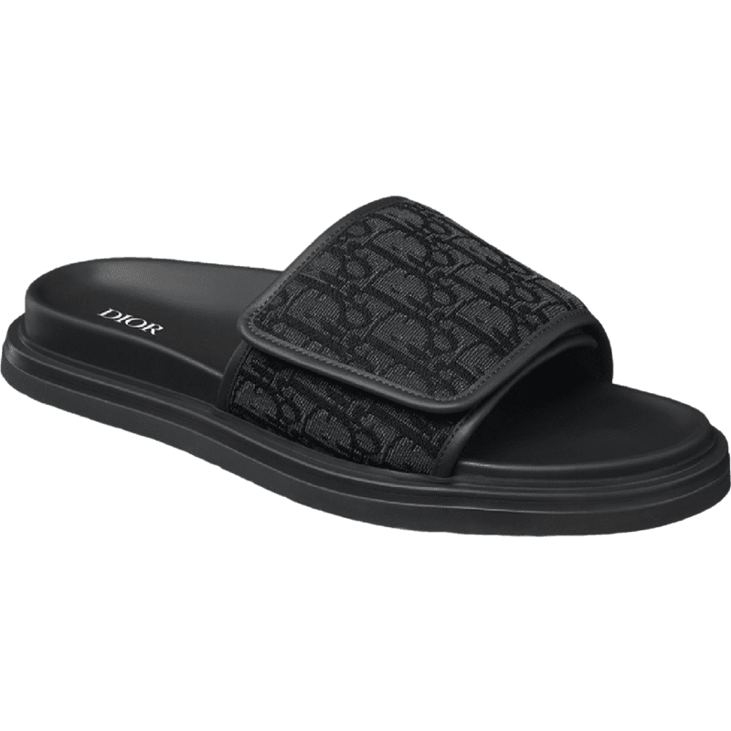 Dior Slide Oblique en Jacquard Noir