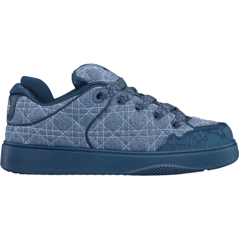 Sneaker Basse Quilted Bleu Denim - Design Géométrique