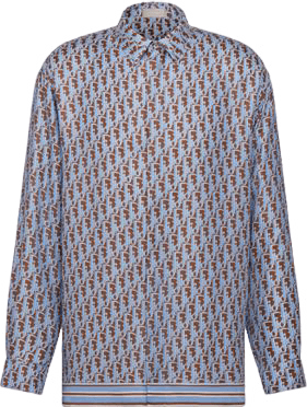 Chemise Dior Monogram Bleu Ciel et Marron