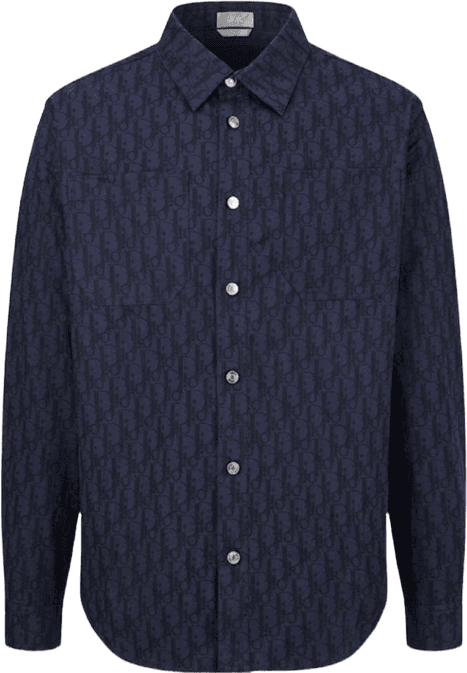 Chemise Luxe à Motif Jacquard Monogramme Bleu Marine