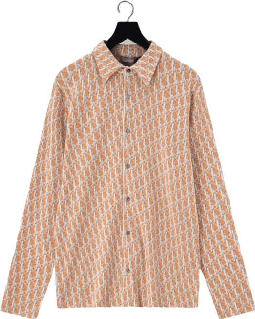Chemise à motif géométrique orange et blanc
