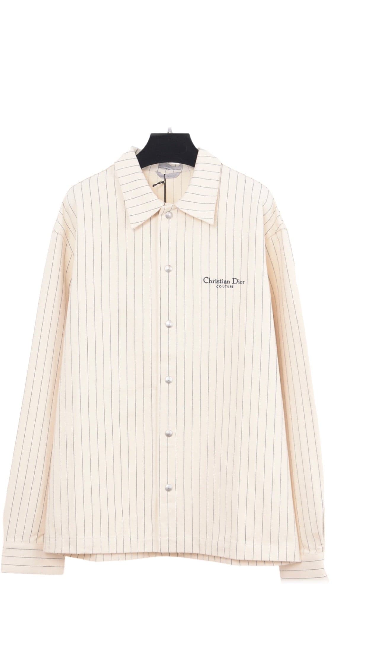 Christian Dior Couture Chemise à Rayures Beige et Blanc