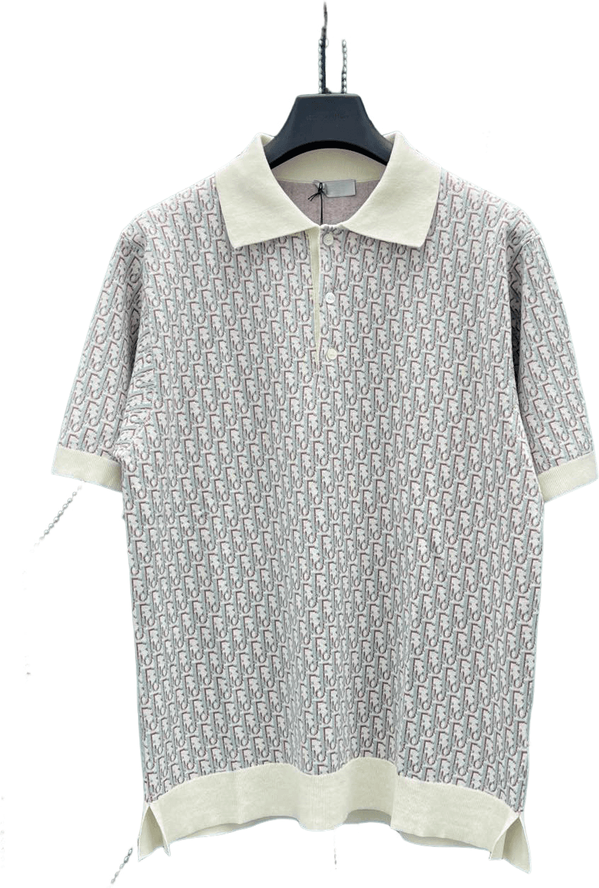 Polo Dior Monogram Jacquard Gris et Blanc