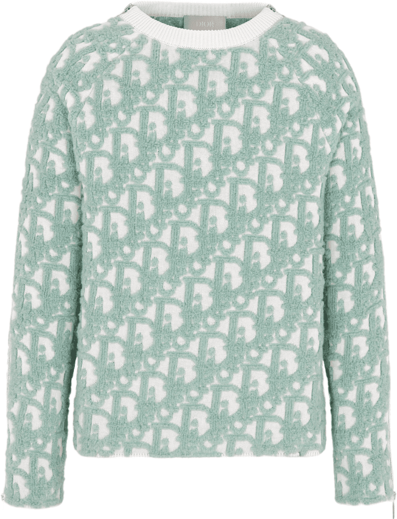 Dior Pull Monogram Jacquard Vert Menthe et Blanc
