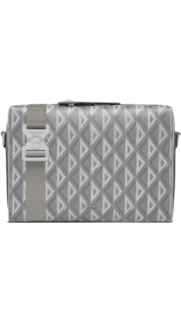 Sac Besace Quilté Gris et Blanc Motif Géométrique