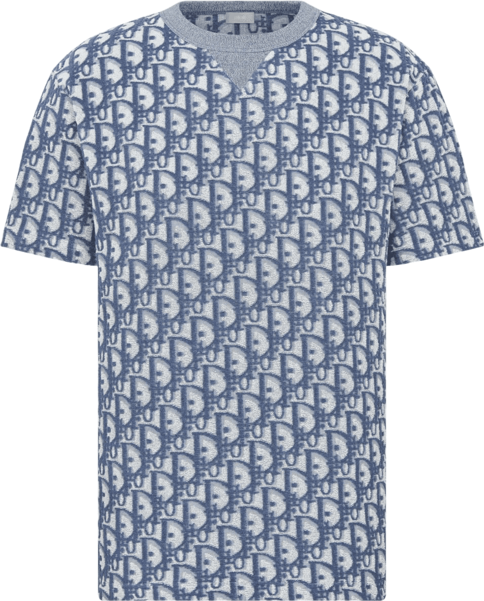 Dior T-Shirt Oblique Monogram Bleu et Blanc