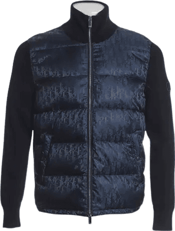Gilet Hybride Bleu Marine à Motif Piqué avec Manches Tricotées