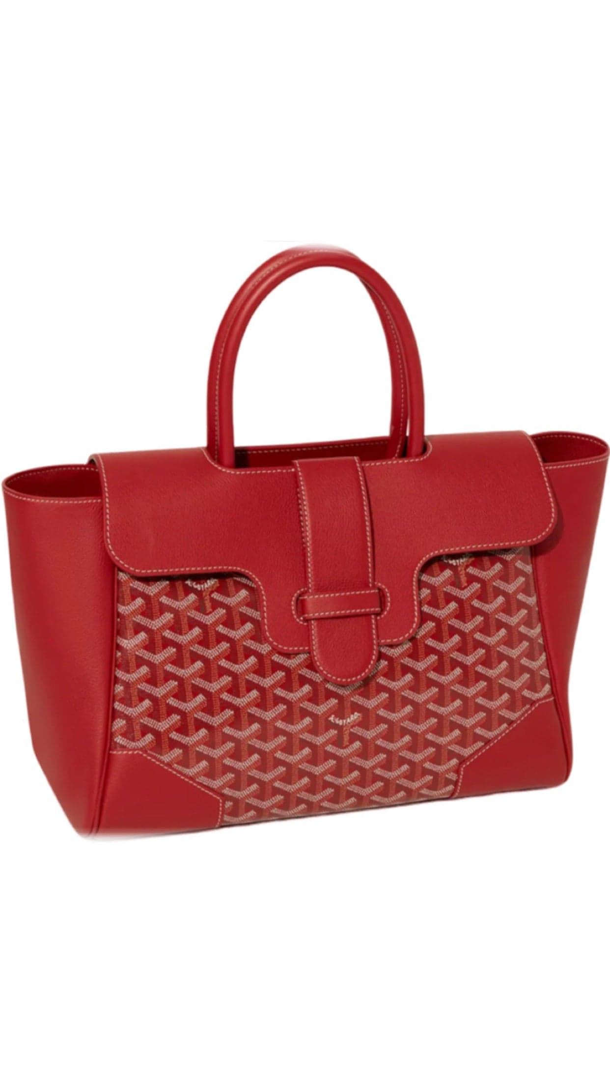 Sac Tote Cuir Rouge avec Motif Géométrique Jacquard