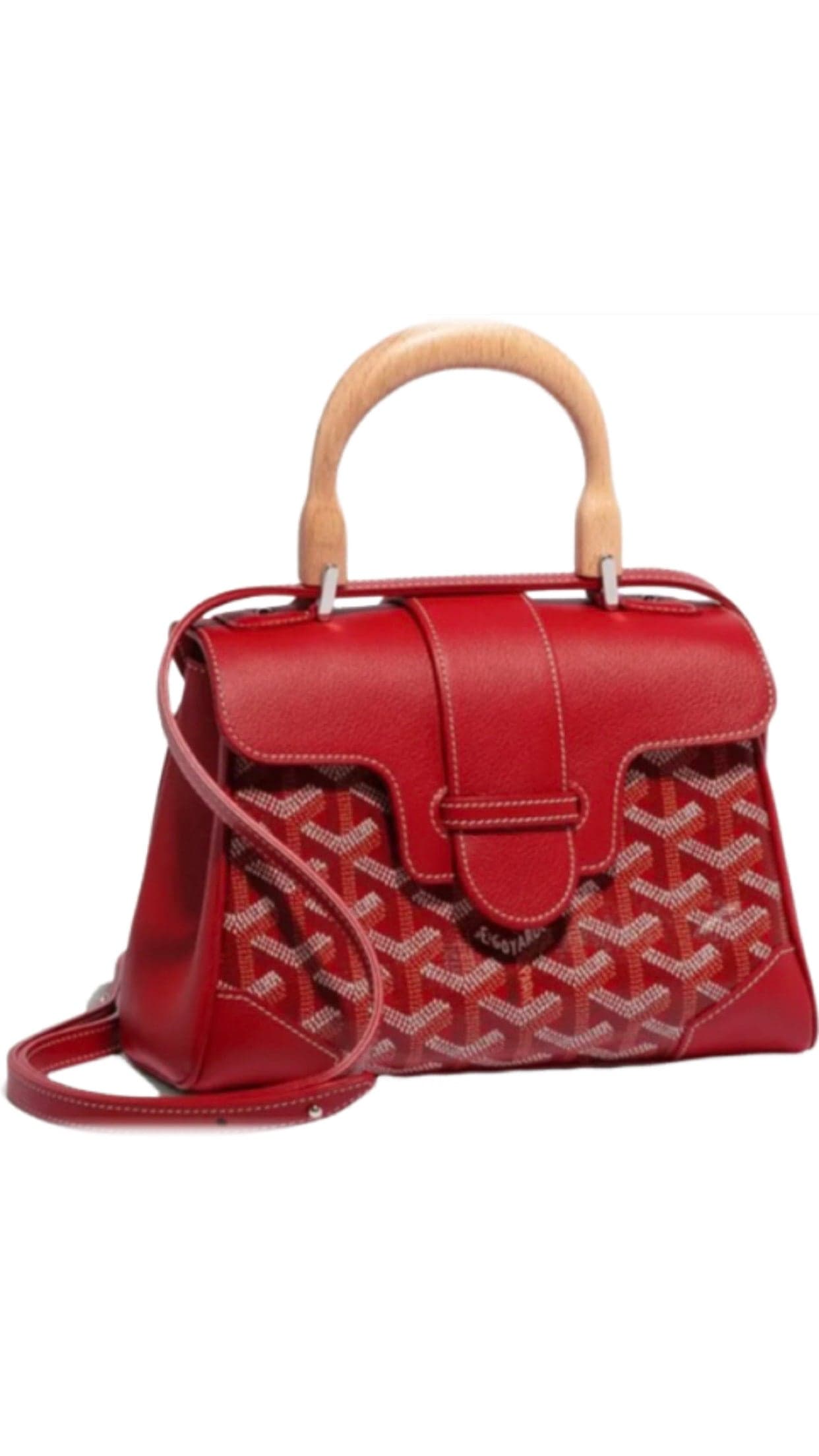 Sac à Main Goyard Marquises Rouge avec Poignées Bois