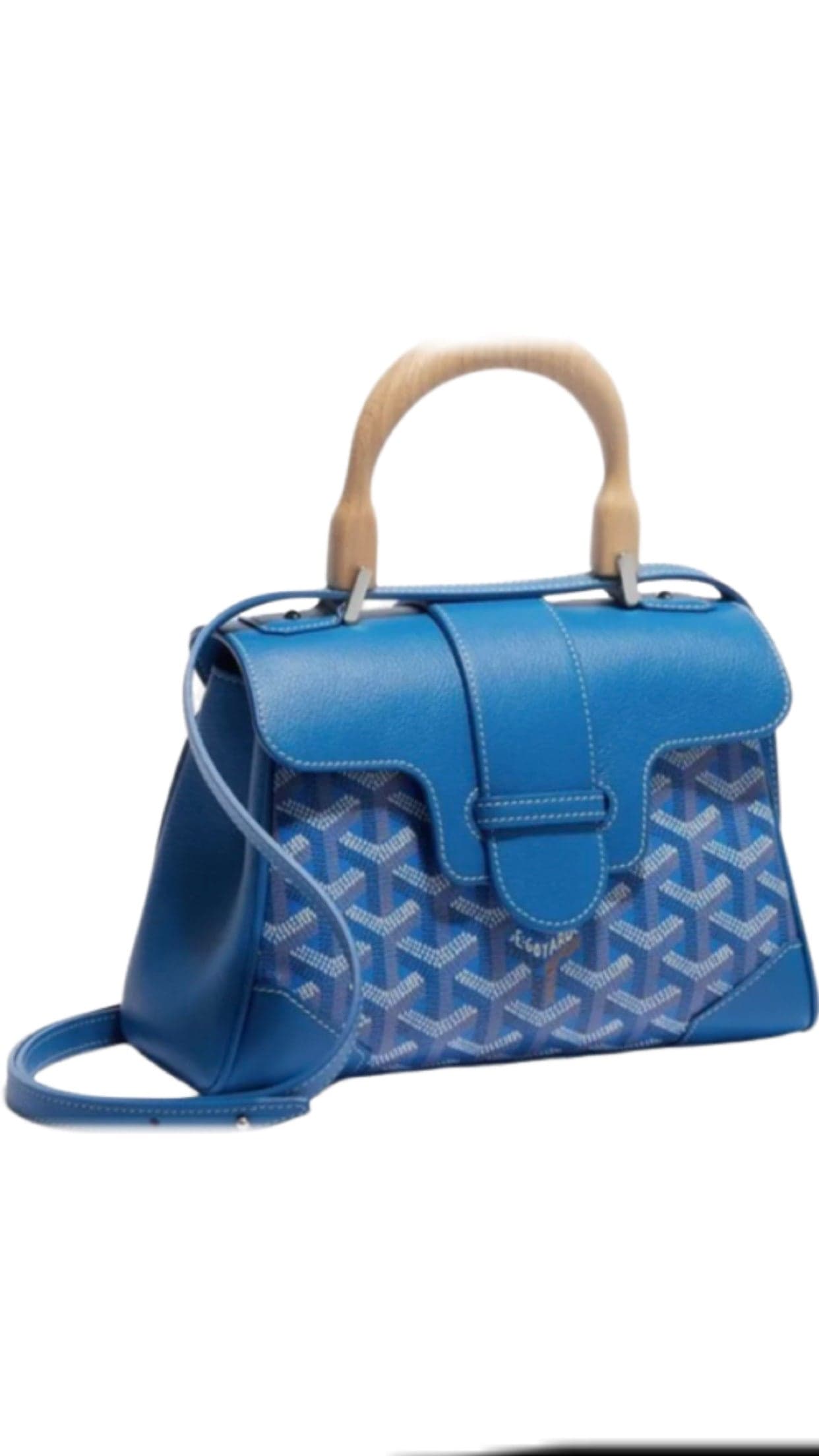 Sac à Main Goyard Saïgon Bleu avec Poignées Bois