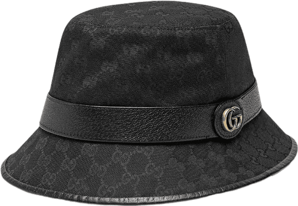 Gucci Chapeau Bucket Canvas Noir avec Détail GG