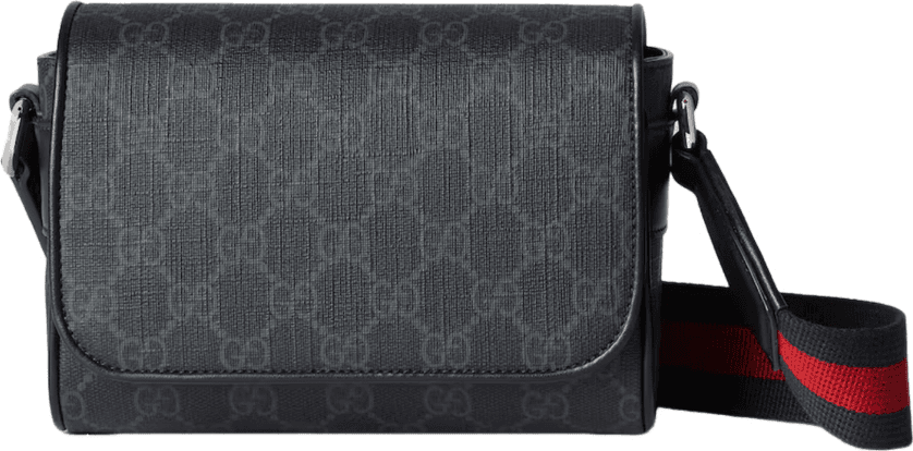 Gucci Sac Messenger GG Supreme Canvas Noir avec Bande Web