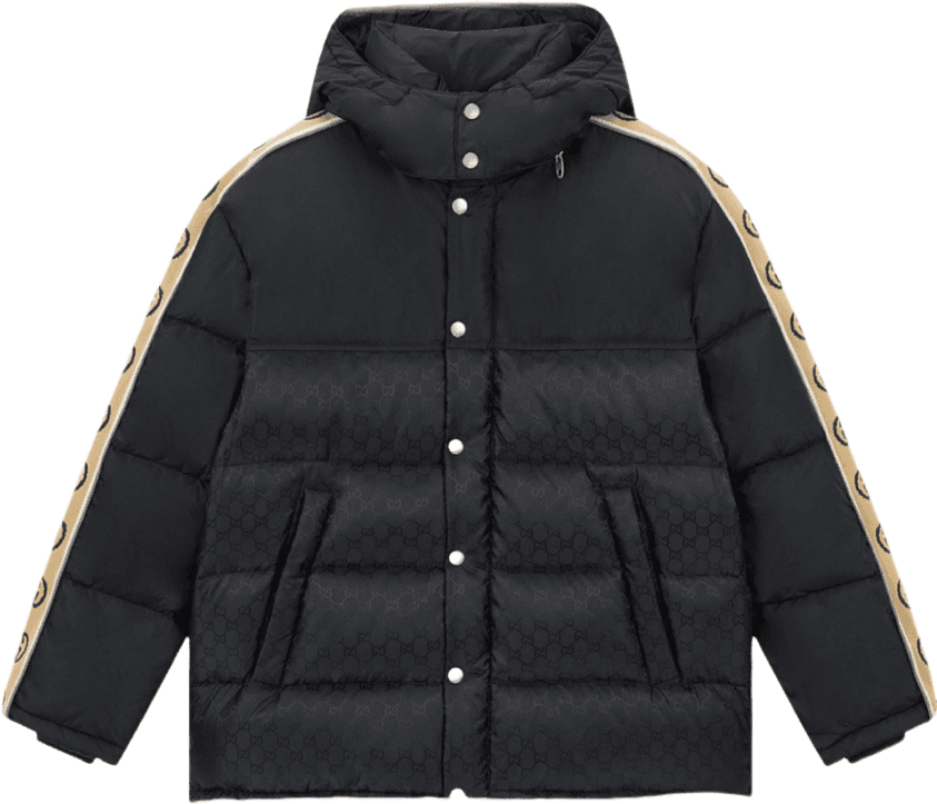 Gucci Doudoune Matelassée Noir et Beige Rayures Web