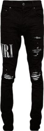Pantalon Amiri Skinny Noir Déchiré avec Détails Graphiques