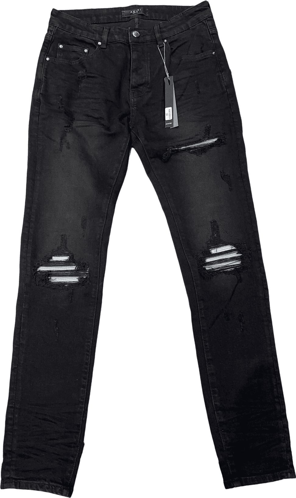 Amiri Pantalon Denim Noir Déchiré