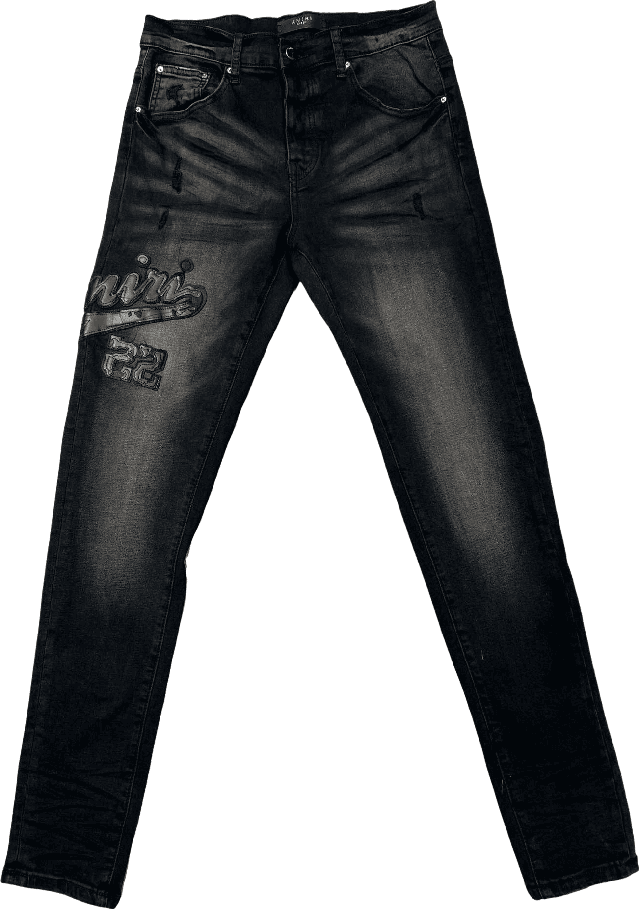 Pantalon Jeans Noir avec Broderies et Détails Graphiques