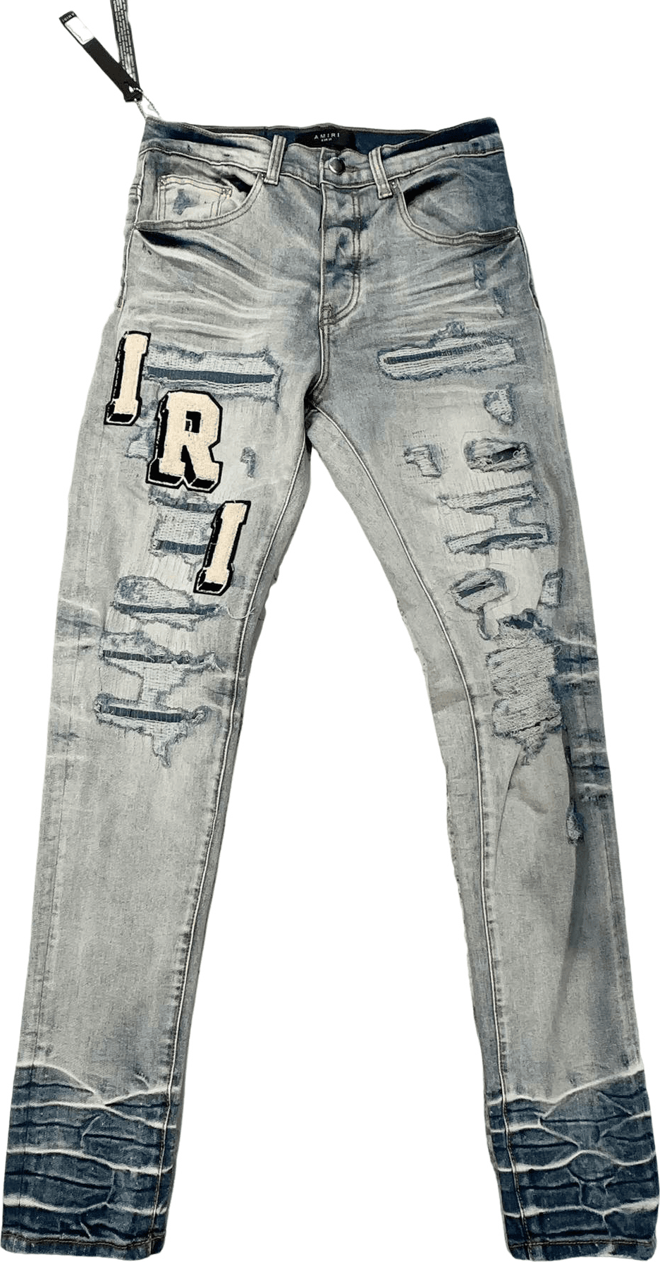 Amiri Jeans Distressed Bleu Clair Patch Logo