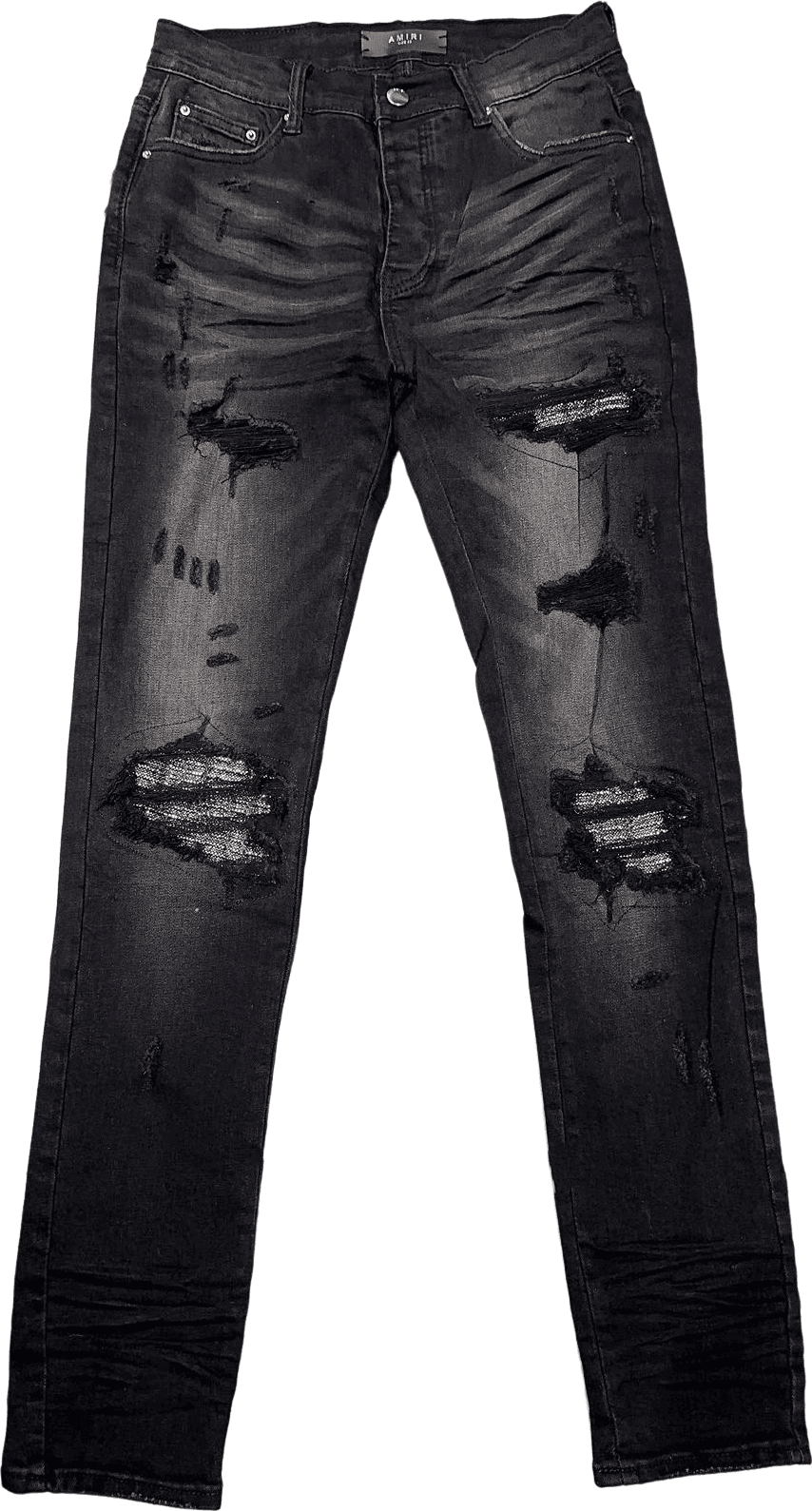 Amiri Jeans Noir Déchiré Coupe Droite