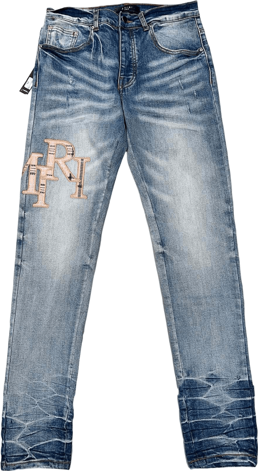 Jeans Amiri Bleu Clair Délavé avec Broderie Logo FR
