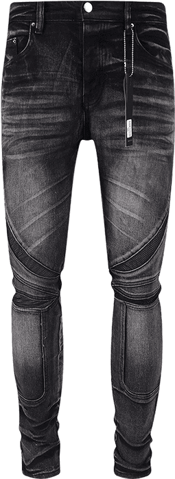 Pantalon Jean Noir Déchiré avec Chaîne Argent