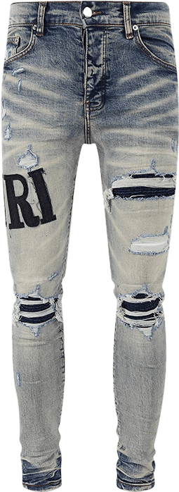 Jean Amiri MX1 Distressed Light Wash avec Logo RT