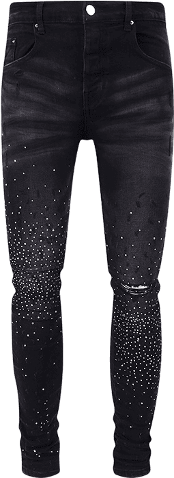 Pantalon Skinny Noir Cloutés Cristaux Strass