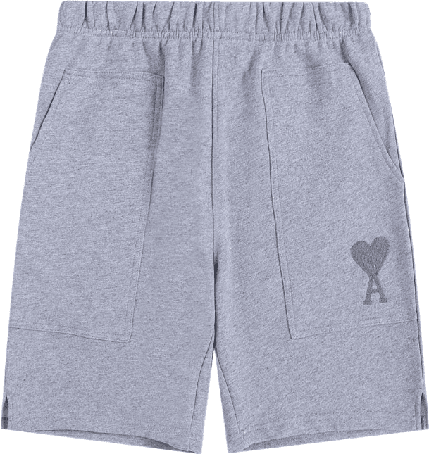 Short de Sport Gris Clair avec Motif Cœur