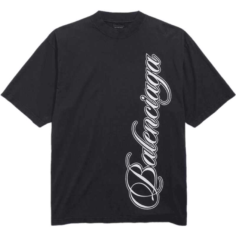 Balenciaga T-Shirt Noir Logo Diagonal