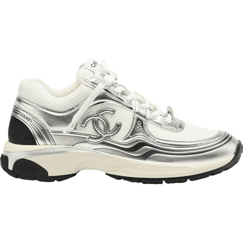 Balenciaga Sneaker CC Bicolore Blanc et Argent