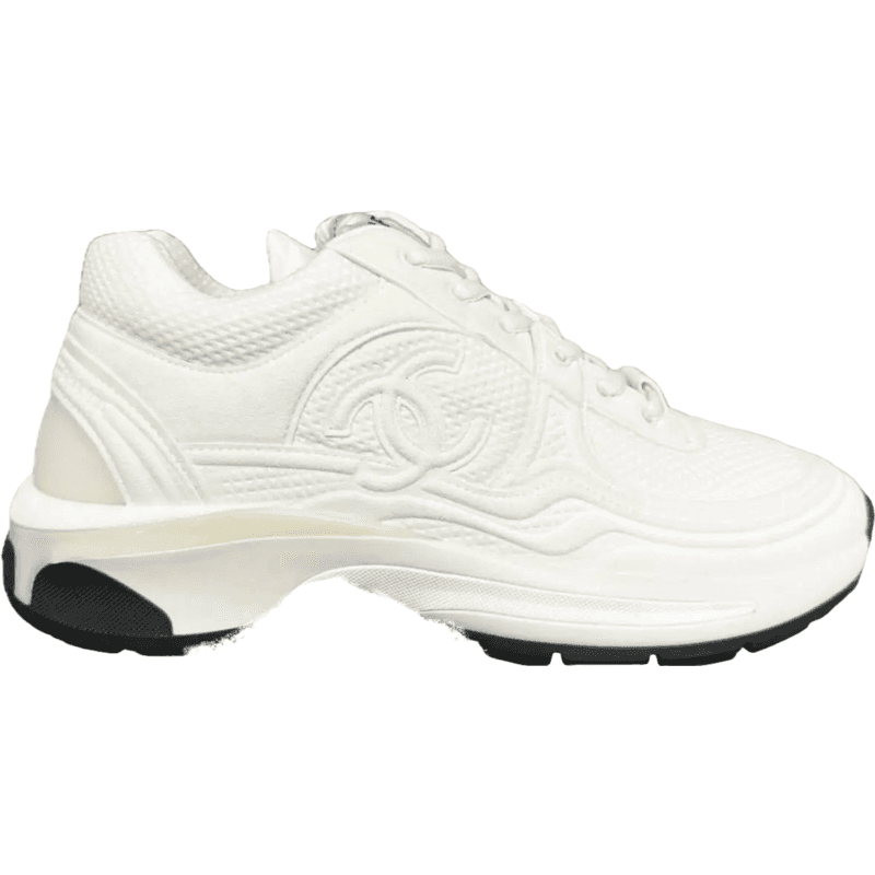 Chaussure de sport blanche avec logo circulaire embossé