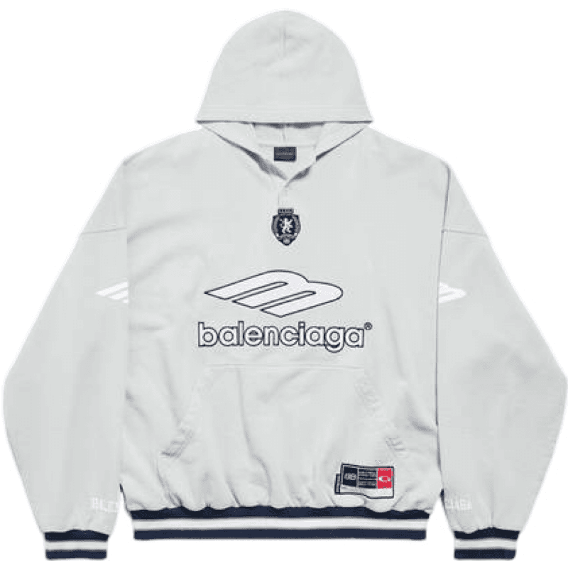 Balenciaga Hoodie Logo Blanc avec Détails Tricot