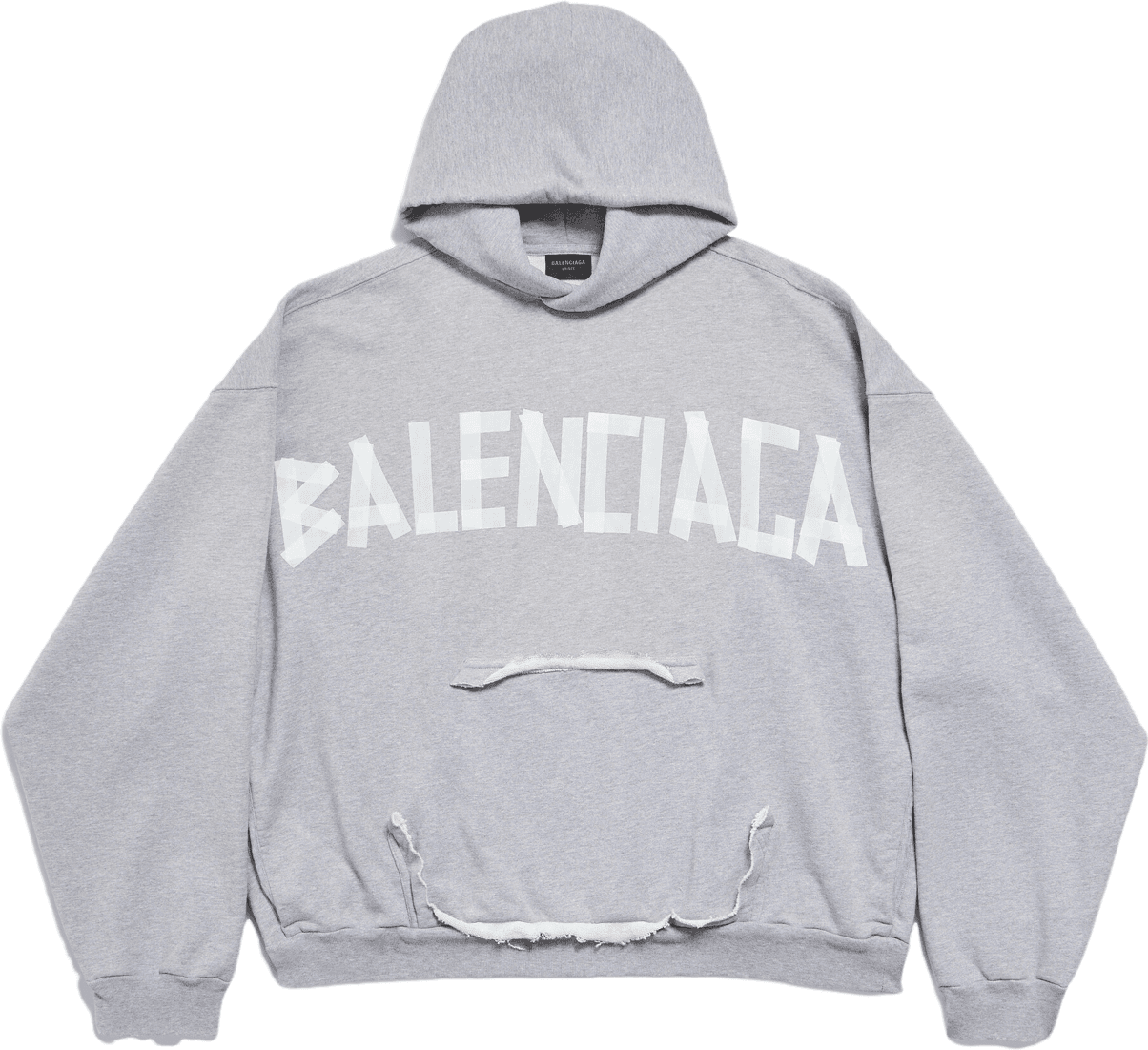 Balenciaga Hoodie Logo Déchiré Gris