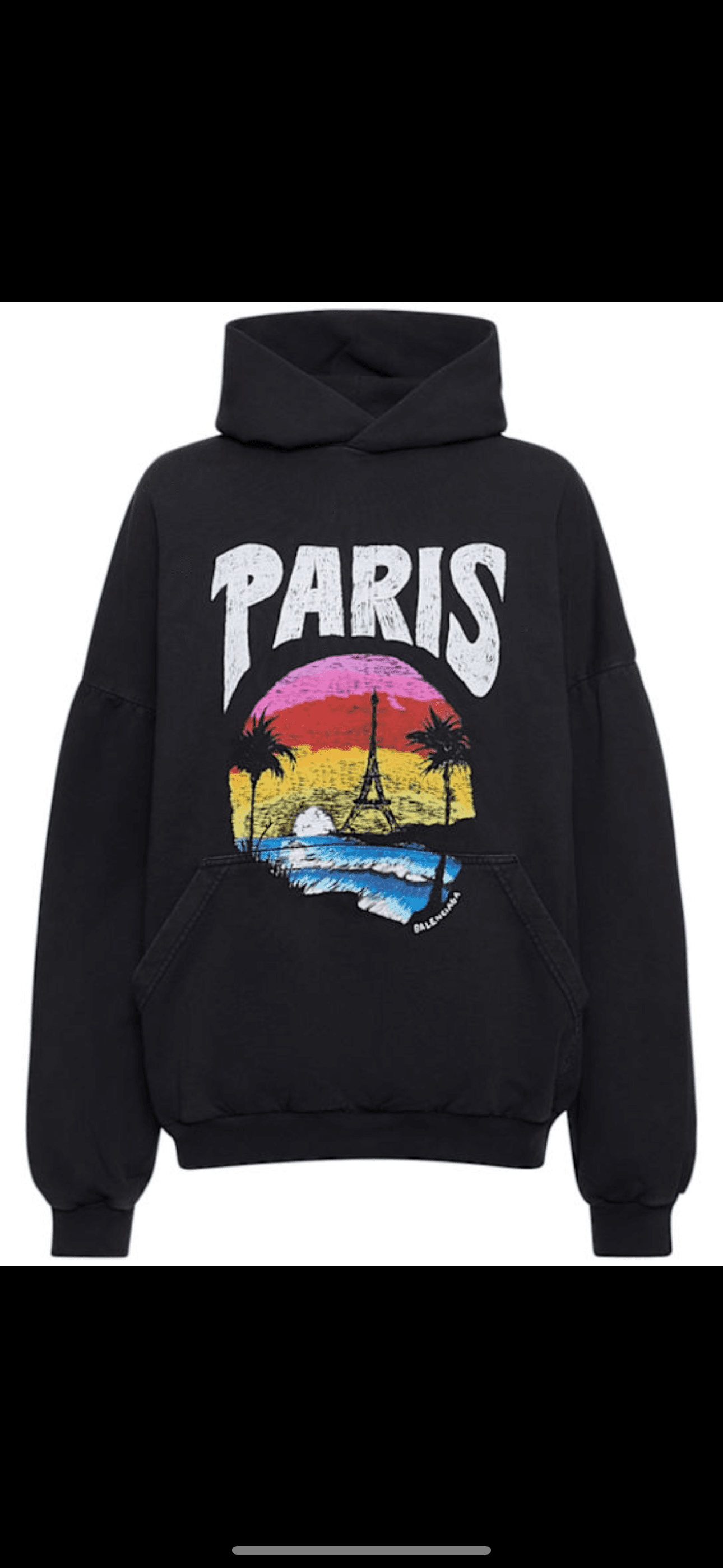 Hoodie Paris Sunset Graphic Black