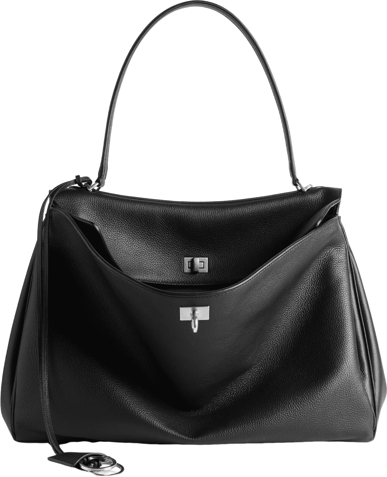 Sac à Main Luxe Structuré Noir en Cuir Grain