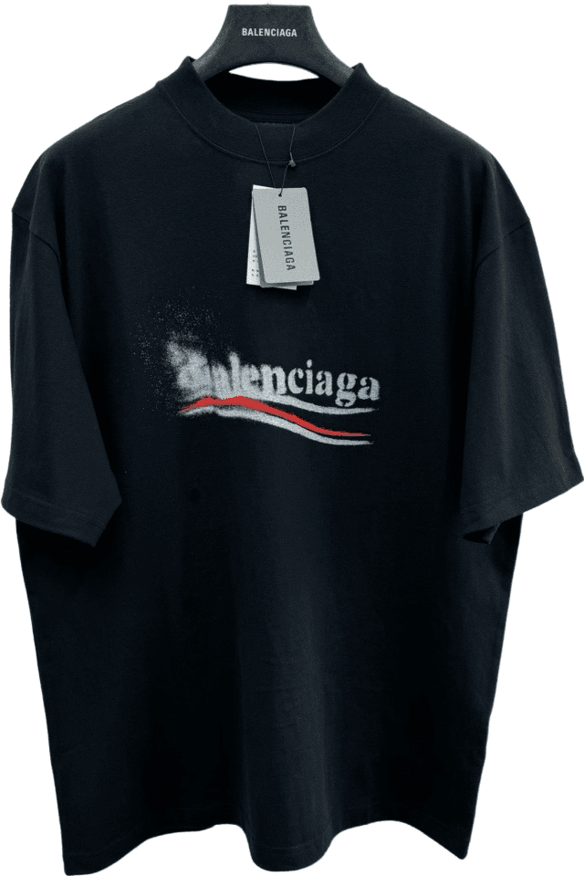 T-shirt Balenciaga Logo Spray Paint Noir