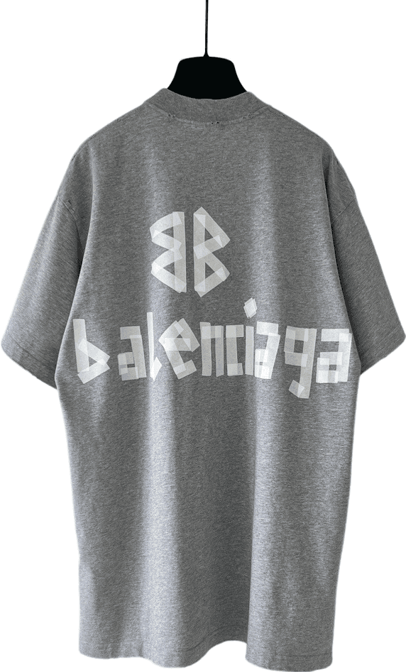 Balenciaga T-shirt Oversize Gris Chiné Logo Dos