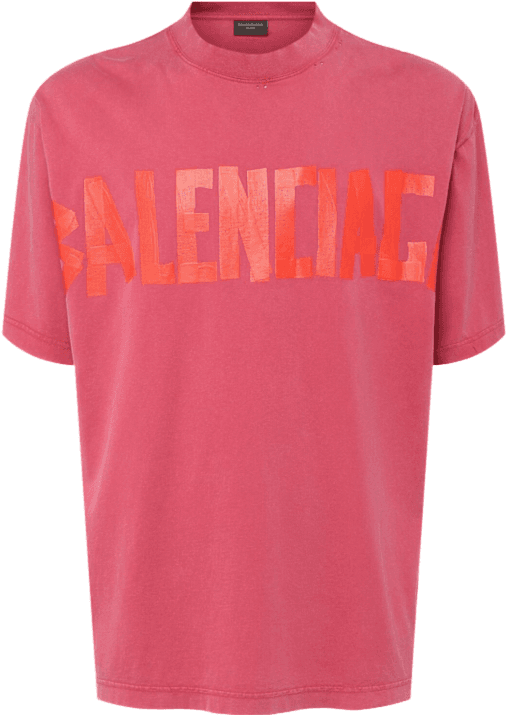 Balenciaga T-Shirt Imprimé Logo Rose Corail