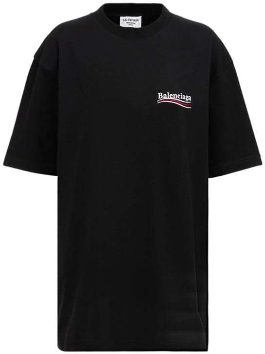 Balenciaga T-Shirt Oversize Noir Logo Brodé