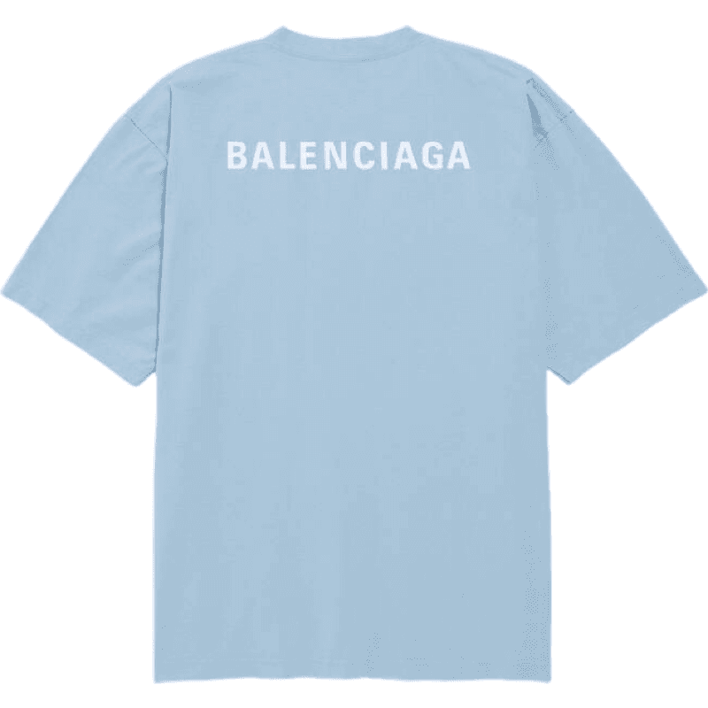 Balenciaga T-shirt Oversize Logo Imprimé Bleu Ciel