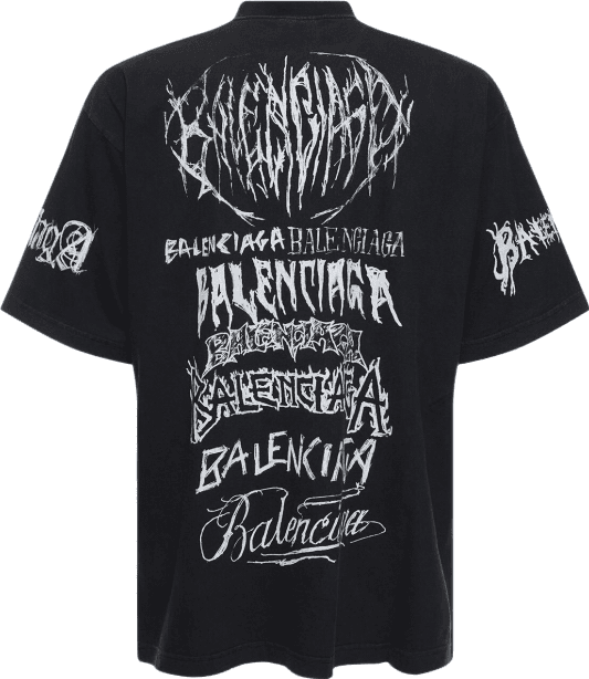 Balenciaga T-shirt Oversize Graphic Logo Metal Band Noir