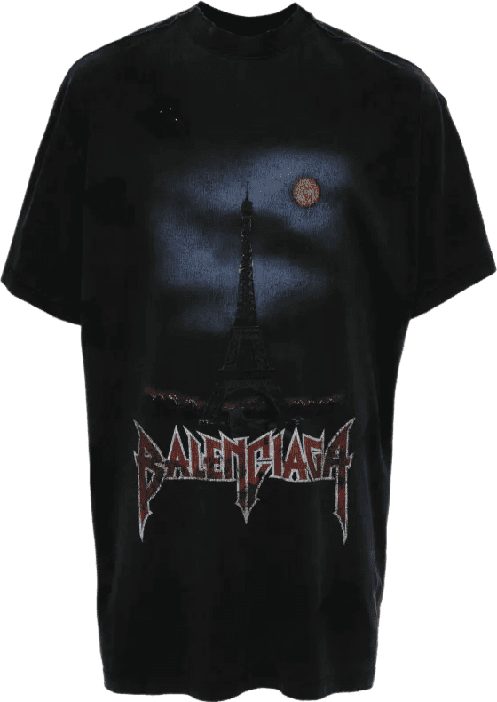 Balenciaga T-shirt Imprimé Tour Eiffel Lune Noir