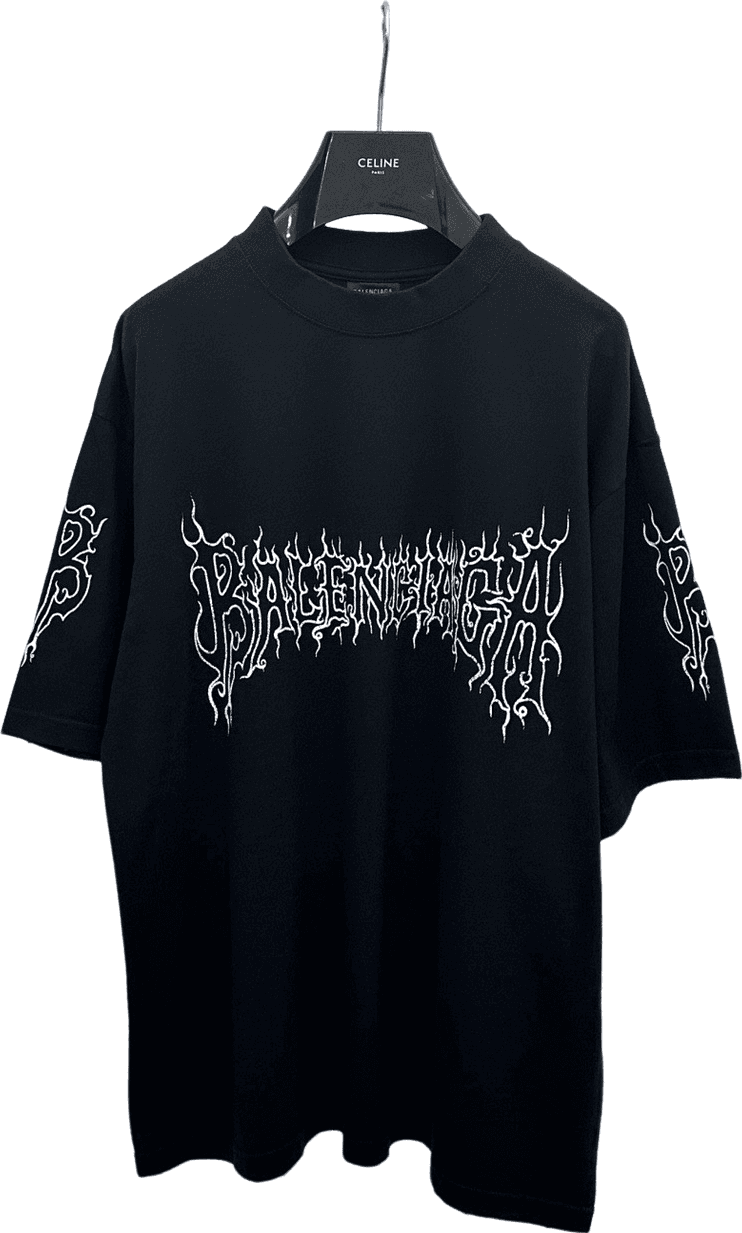 Balenciaga T-shirt Oversize Noir Imprimé Metal