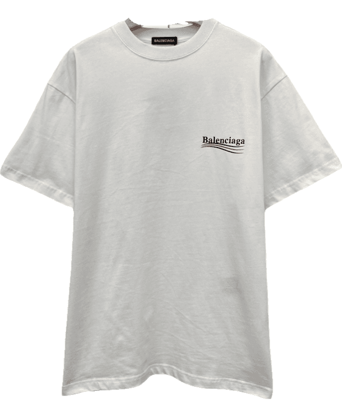 Balenciaga T-Shirt Logo Brodé Coton Blanc
