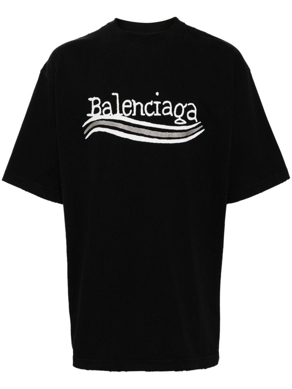 T-shirt Balenciaga Noir Logo Graphique